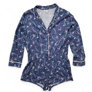 Victoria's Secret Sleep Flannel Romper Women's Winter Ski Bunny Allover Comfy L